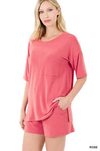 Load image into Gallery viewer, DROP SHOULDER TOP &amp; DRAWSTRING WAIST SHORTS SET
