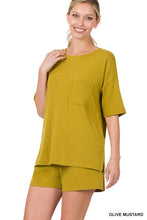 Load image into Gallery viewer, DROP SHOULDER TOP &amp; DRAWSTRING WAIST SHORTS SET
