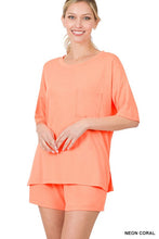 Load image into Gallery viewer, DROP SHOULDER TOP &amp; DRAWSTRING WAIST SHORTS SET
