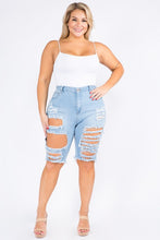 Load image into Gallery viewer, PLUS HIGH WAIST DISTRESSED DENIM BERMUDA SHORTS
