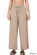 Load image into Gallery viewer, LINEN DRAWSTRING-WAIST PANTS WITH POCKETS
