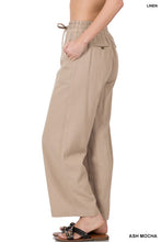 Load image into Gallery viewer, LINEN DRAWSTRING-WAIST PANTS WITH POCKETS
