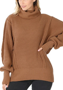 Women's Low Gauge Turtleneck Oversized Sweater
