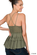 Load image into Gallery viewer, CROCHET LACE PEPLUM CAMI
