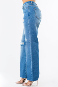 HIGH WAIST WIDE LEG DENIM PANTS