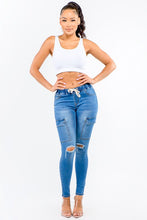 Load image into Gallery viewer, HIGH WAIST CARGO POCKETS DENIM JOGGERS
