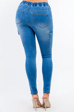 Load image into Gallery viewer, HIGH WAIST CARGO POCKETS DENIM JOGGERS
