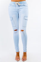 Load image into Gallery viewer, HIGH WAIST CARGO POCKETS DENIM JOGGERS
