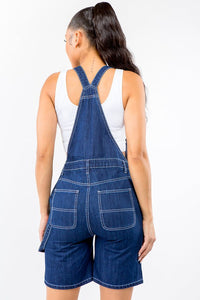 PLUS SIZE CARPENTER STYLE DENIM SHORT OVERALL