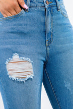 Load image into Gallery viewer, HIGH WAIST FRINGED FLARE JEANS
