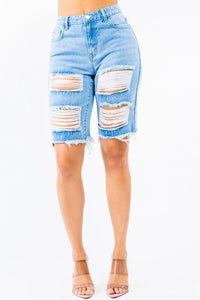 HIGH WAIST BOYFRIEND FIT DENIM SHORTS
