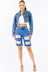 HIGH WAIST BOYFRIEND FIT DENIM SHORTS