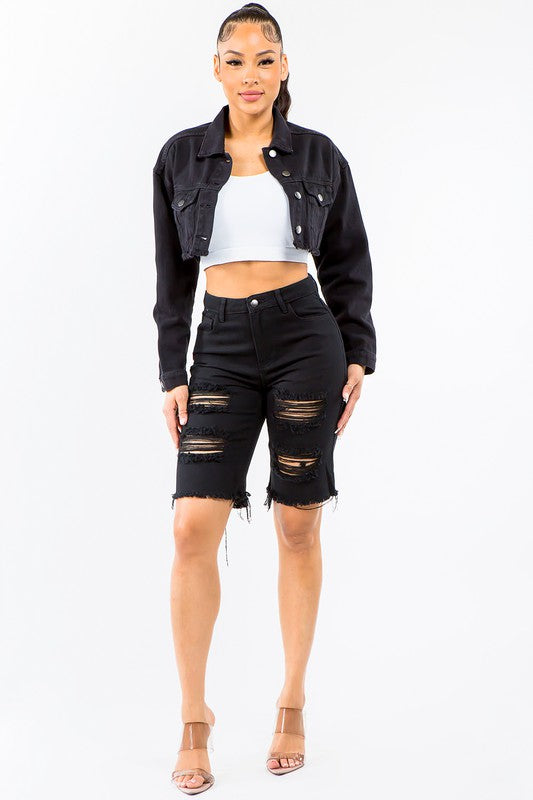 HIGH WAIST BOYFRIEND FIT DENIM SHORTS