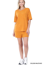 Load image into Gallery viewer, DROP SHOULDER TOP &amp; DRAWSTRING WAIST SHORTS SET
