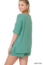 Load image into Gallery viewer, DROP SHOULDER TOP &amp; DRAWSTRING WAIST SHORTS SET
