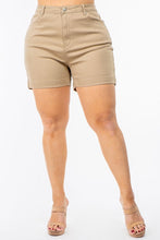 Load image into Gallery viewer, PLUS SIZE HIGH WAIST SKINNY TWILL SHORTS
