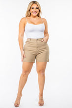 Load image into Gallery viewer, PLUS SIZE HIGH WAIST SKINNY TWILL SHORTS
