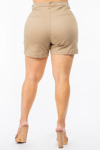 PLUS SIZE HIGH WAIST SKINNY TWILL SHORTS