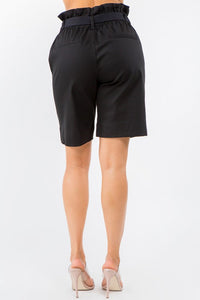 PLUS SIZE HIGH WIAST BANDED WAIST BOYFRIEND SHORTS
