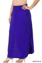 Load image into Gallery viewer, PLUS SMOCKED WAIST SIDE SLIT MAXI SKIRT
