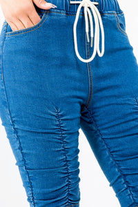 PLUS SIZE HIGH WAIST SHIRRED FRONT SHORTS