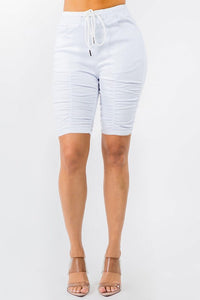 PLUS SIZE HIGH WAIST SHIRRED FRONT SHORTS