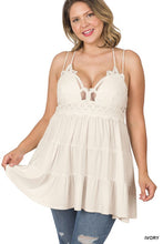 Load image into Gallery viewer, PLUS CROCHET LACE RUFFLE CAMI

