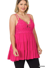 Load image into Gallery viewer, PLUS CROCHET LACE RUFFLE CAMI
