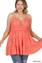 Load image into Gallery viewer, PLUS CROCHET LACE RUFFLE CAMI
