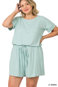 PLUS BRUSHED DTY ROMPER WITH POCKETS