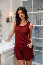 Load image into Gallery viewer, Burgundy Sleeveless Knit Tank Top &amp; Shorts Set
