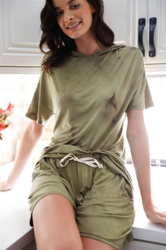 Tie Dye Hooded T-Shirt & Shorts Set