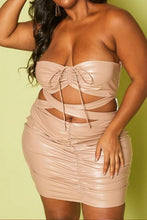 Load image into Gallery viewer, Plus Size Faux Leather Cut Out Tube Mini Dress
