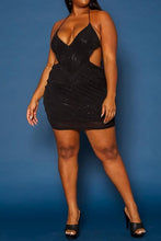 Load image into Gallery viewer, Plus Size Sequin V Neck Cut Out Cami Mini Dress

