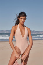 Load image into Gallery viewer, Self-Tie Halter V-Neck 1 Piece Swimsuit
