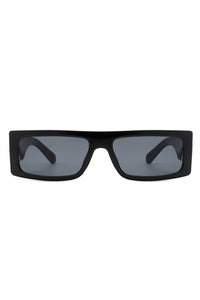 Rectangle Retro Narrow Slim Flat Lens Sunglasses