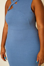 Load image into Gallery viewer, Plus Size Ribbed Criss Cross Mini Dress
