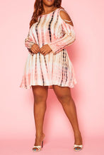 Load image into Gallery viewer, Plus Size Cold Shoulder Tie-Dye Mini Dress

