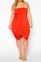 Load image into Gallery viewer, Plus Size Draped Tube Mini Dress

