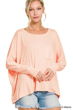 Load image into Gallery viewer, DOLMAN SLEEVE ROUND NECK TOP WITH FRONT POCKET
