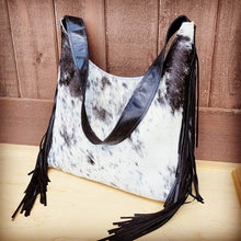Load image into Gallery viewer, Montana Hobo Handbag Black &amp; White Hair-on-Hide
