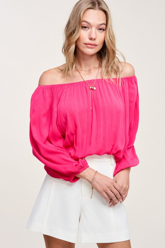 Jenna Off Shoulder Balloon Sleeve Top