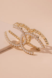 Crossed Double C Pearl Hair Claw