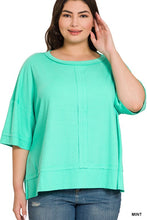 Load image into Gallery viewer, PLUS RIB BOAT NECK DOLMAN SLEEVE TOP W FRONT SEAM
