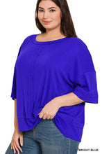 Load image into Gallery viewer, PLUS RIB BOAT NECK DOLMAN SLEEVE TOP W FRONT SEAM

