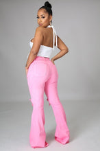 Load image into Gallery viewer, Knee Rip Bell Bottom Jean in Pink
