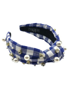 Luxury Gingham Headbands Hand Sewn Embellishments