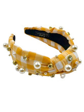 Load image into Gallery viewer, Luxury Gingham Headbands Hand Sewn Embellishments
