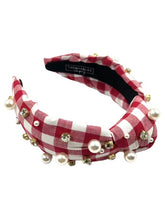 Load image into Gallery viewer, Luxury Gingham Headbands Hand Sewn Embellishments
