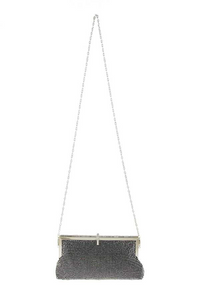 Rhinestone Pave Clutch and Crossbody Bag with Hook Accent